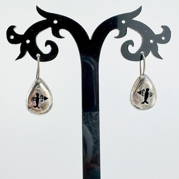 Vintage Sagittarius 925 Sterling Silver Drop Earrings Horoscope Personality - Picture 5 of 9